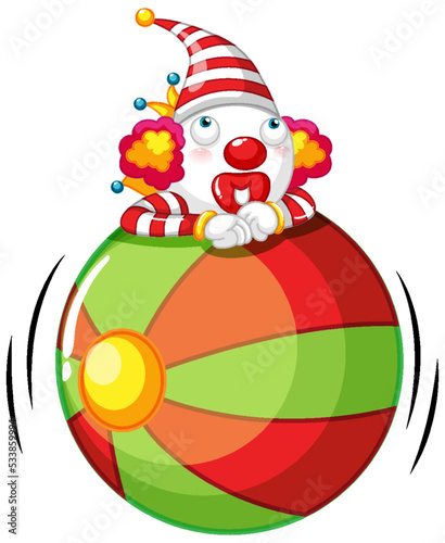 Clown on rolling ball cartoon