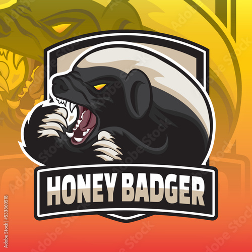 Fotografie, Tablou Honey Badger Roaring Vector Design