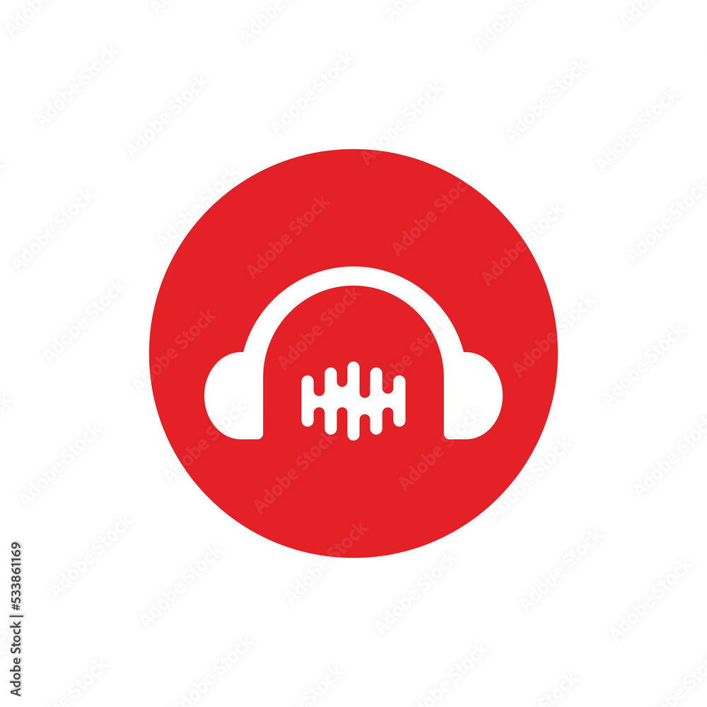Headset music audio wave logo template design vector icon illustration Headset music audio wave logo template design vector icon illustration