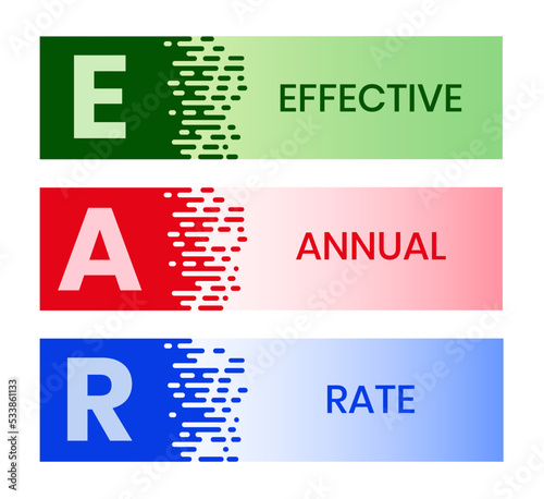EAR - effective annual rate. acronym business concept. vector illustration concept with keywords and icons. lettering illustration with icons for web banner, flyer, landing page