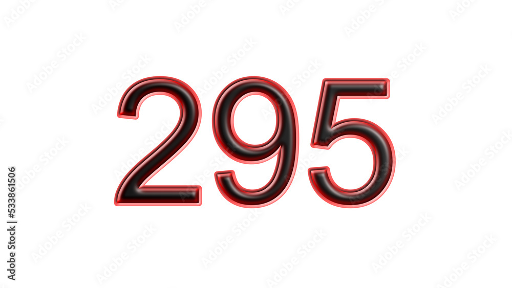 red 295 number 3d effect white background red 295 number 3d effect white background