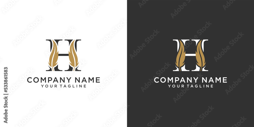 Initial letter V vector logo with feather design concept. Stock Vector ...