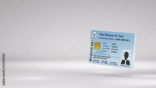 Thailand id card. Isometric of Thailand id card 3d Rendering.