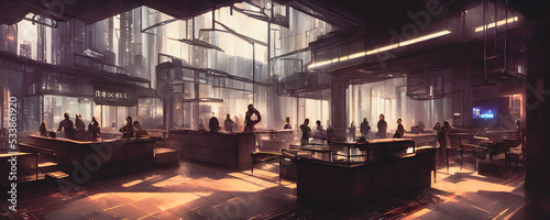 Artistic concept painting of a beautiful hotel reception hall  background illustration.