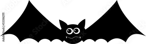 Cute cartoon bat. Halloween clipart. Isolated element.