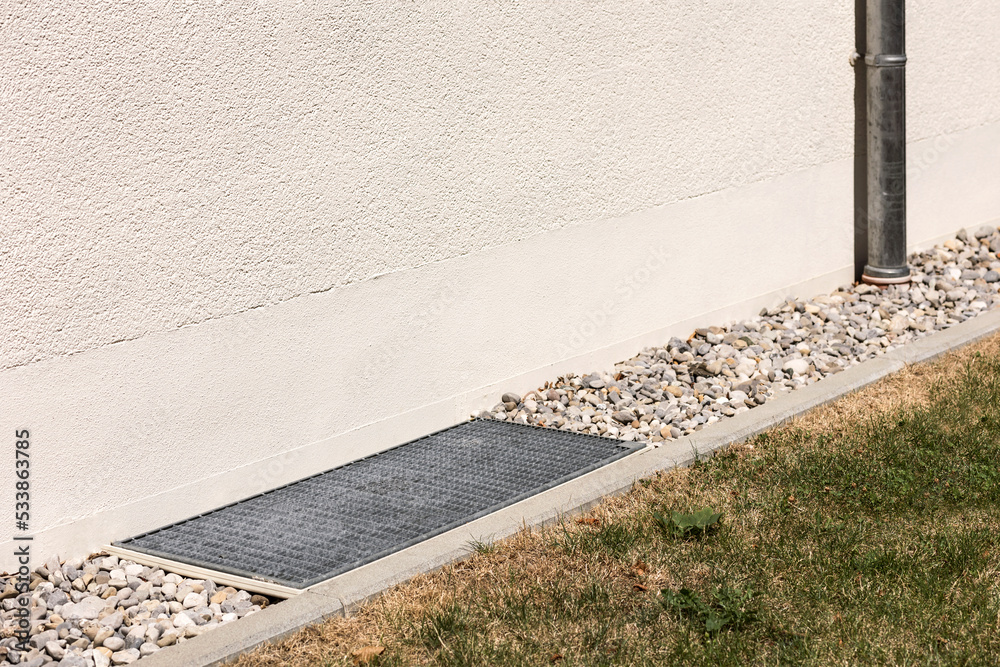 Drain System Crushed Stone, Gravel, Drainage Mesh, French drain, Gutter