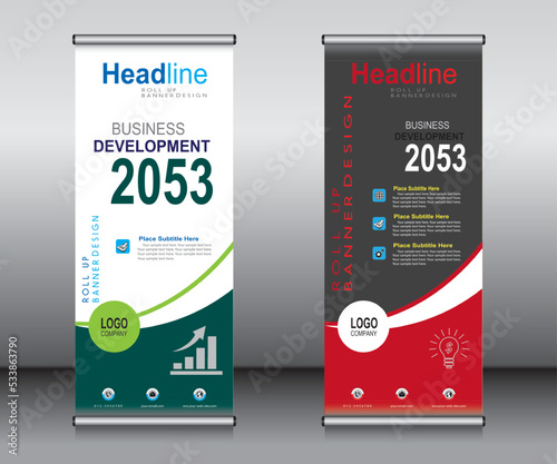 Roll up banner template design, banner, layout, advertisement, pull up, polygon background, vector illustration, business flyer, display, x-banner, flag-banner, Info graphics, presentation.