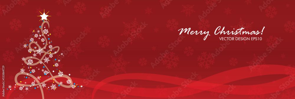 Merry Christmas web banner template with sparkling star tree, sales and offers
