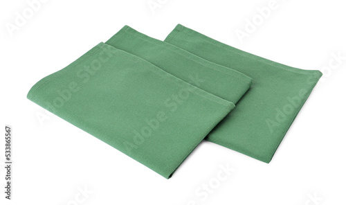 New clean green cloth napkins isolated on white