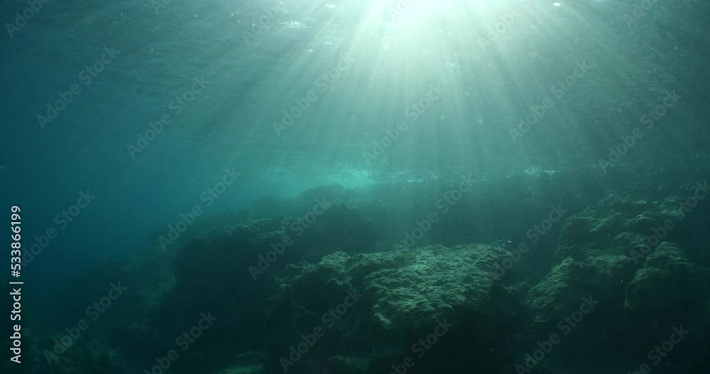 sun ray and sun beam scenery underwater waves on surface of water slow ocean scenery for background sun ray and sun beam scenery underwater waves on surface of water slow ocean scenery for background