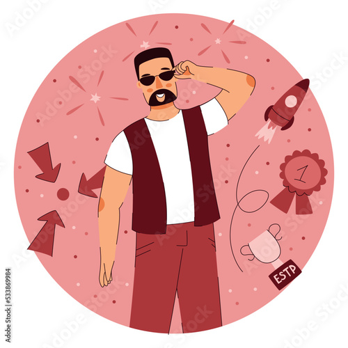 MBTI person types concept. Socionics mbti estp