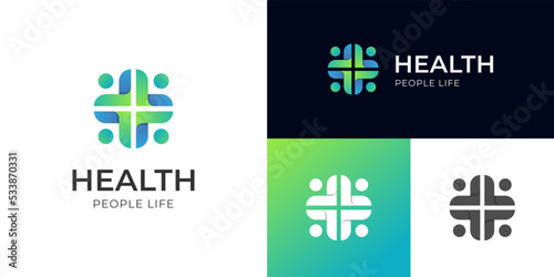 people team Health Care Logo element, Medical clinic center logo icon design, pharmacy symbol
