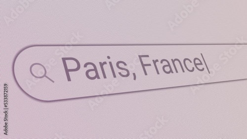 Search Bar Paris France 
Close Up Single Line Typing Text Box Layout Web Database Browser Engine Concept