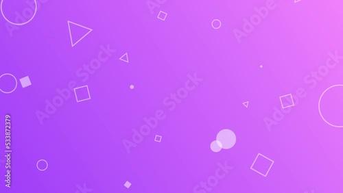 Illustration animation background with scattered shapes. purple