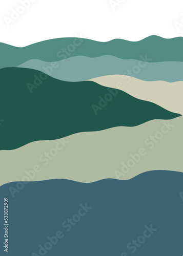 Abstract Landscape Background. Art landscape background with wave pattern vector.