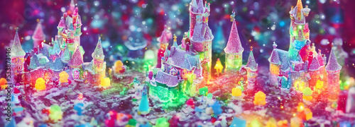 Abstract candy castle. Christmas background. 3d image © Roman Studio