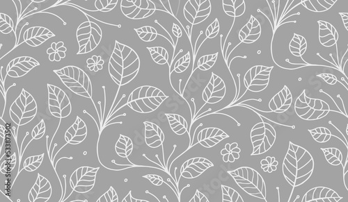 Leaf pattern vector background. Textile decor ornament. Seamless texture retro design. Print flower pattern.