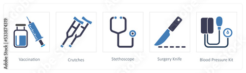 Vaccination, Crutches, Stethoscope
