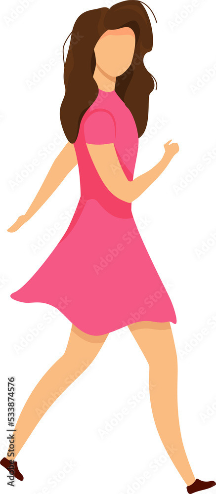 Stylish woman walking semi flat color raster character. Moving figure. Full body person on white. Outside activity isolated modern cartoon style illustration for graphic design and animation Stylish woman walking semi flat color raster character. Moving figure. Full body person on white. Outside activity isolated modern cartoon style illustration for graphic design and animation