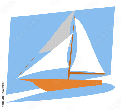 Fototapeta Naklejka Na Ścianę i Meble -  sailboat icon illustration. blue background. vehicle, sea, pirate themes, etc. flat vector style
