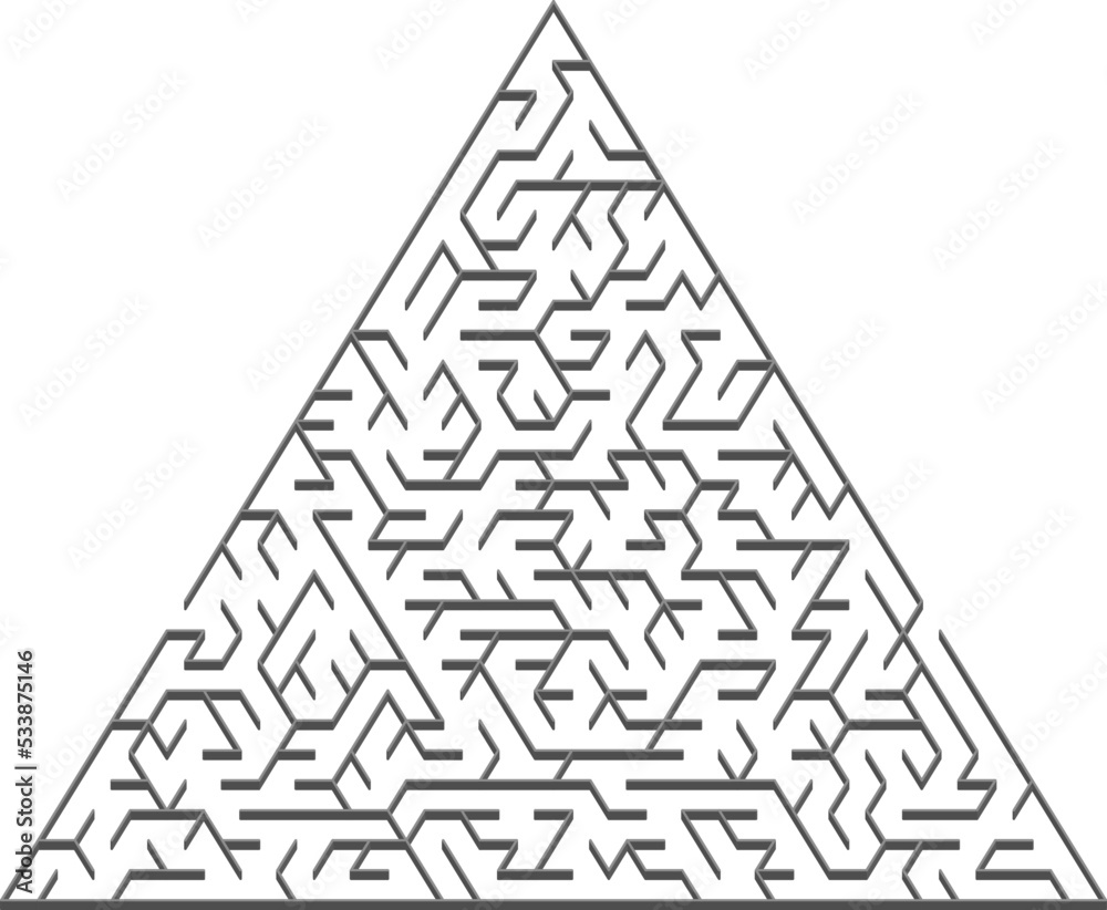 Vector background with a gray triangular 3D maze. Vector background with a gray triangular 3D maze.
