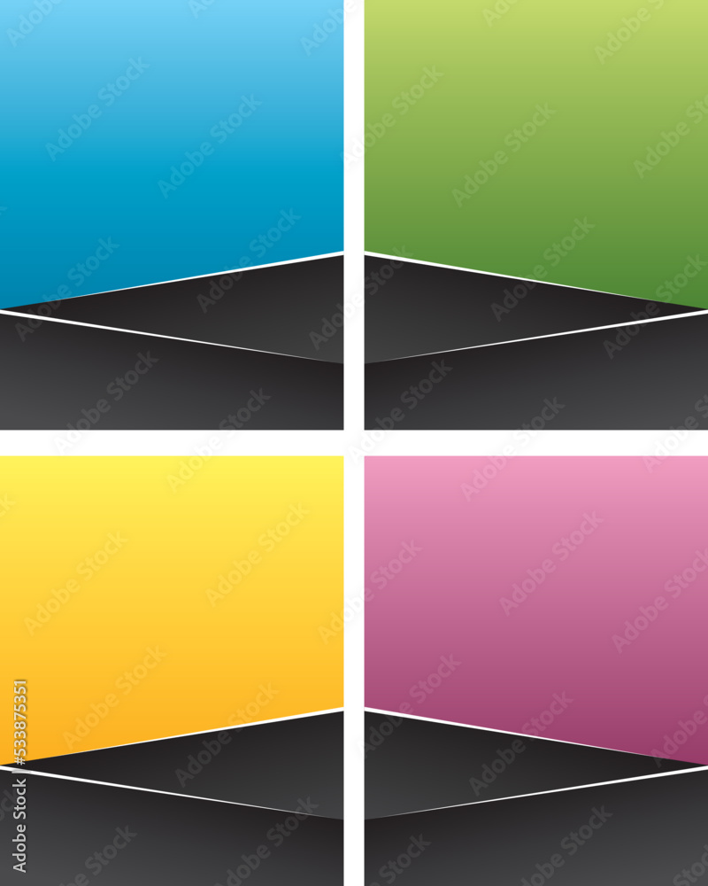 Vector colorful backgrounds set. Leaflets or vertical business card designs.