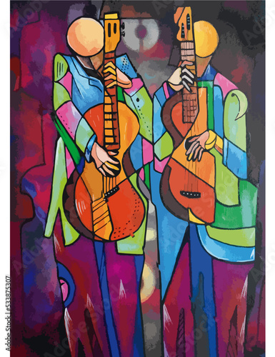 Cubist guitar jazz musicians