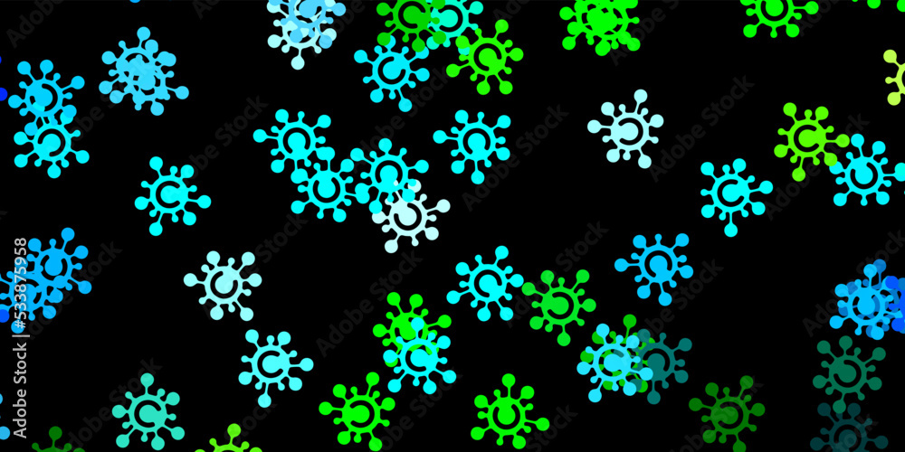 Dark blue, green vector template with flu signs.