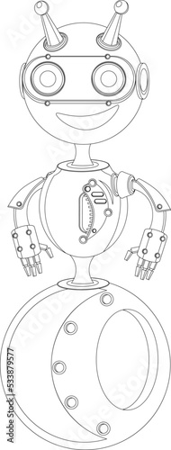 Coloring of mechanical robot. Vector illustration.