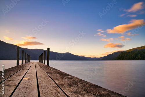 Fototapeta Naklejka Na Ścianę i Meble -  Lake Rotorua sunset, Nelson Lakes, New Zealand