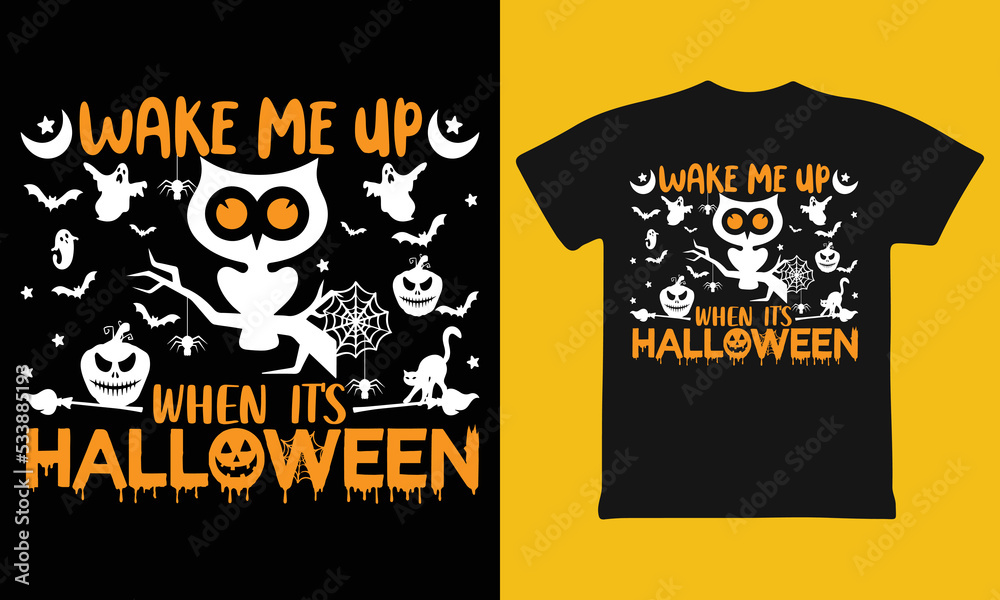Wake Me Up When It's Halloween Funny Halloween T-Shirt Design