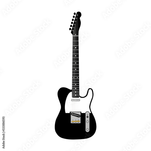 Electric guitar isolated on white. Electric guitar outline Vector
