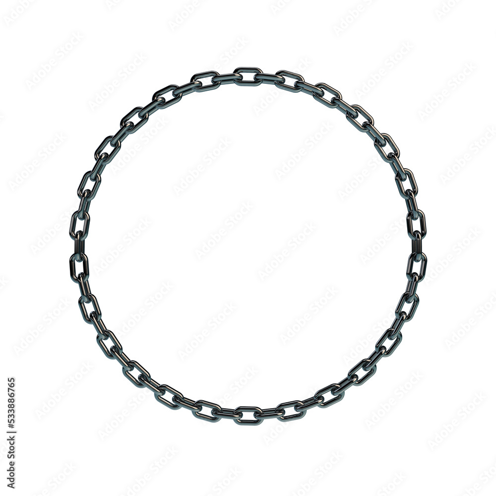 Metal chain. 3D rendering illustration. Circle frame. Metal chain. 3D rendering illustration. Circle frame.