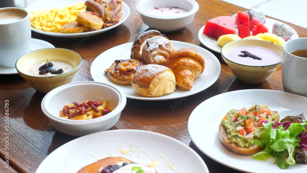 Brunch in restaurant. Fresh delicious buffet food on lunch Brunch in restaurant. Fresh delicious buffet food on lunch