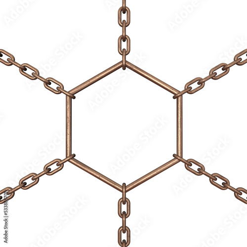 Metallic hexagon hanging on...