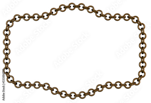 Bronze chain frame. 3D rendering illustration.