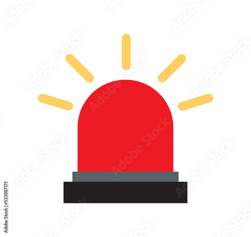 Fire red siren vector sign. Emergency siren icon flat vector.
