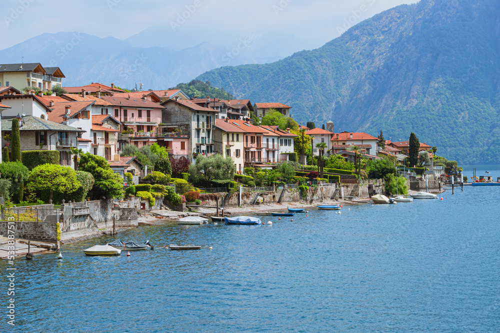 Lake Como seen from the town of Sala Comacina during a sunny day in early May.