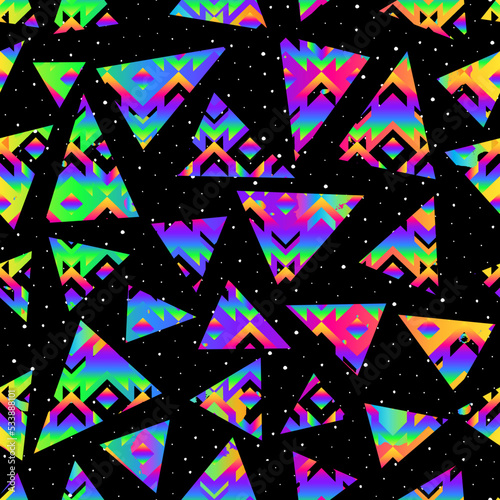 Triangle geometric pattern with star background