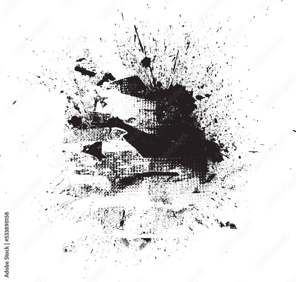 Glitch distorted grunge layer . Noise destroyed texture . Trendy defect error shapes . Overlay grunge texture . Distressed effect .Vector shapes with a halftone dots screen print texture. Glitch distorted grunge layer . Noise destroyed texture . Trendy defect error shapes . Overlay grunge texture . Distressed effect .Vector shapes with a halftone dots screen print texture.