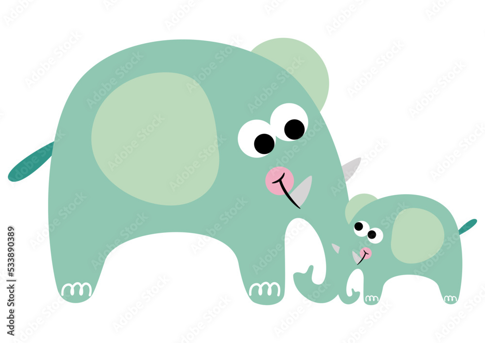 Funny elephant and the little son Funny elephant and the little son