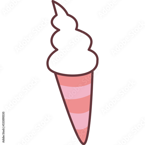 ice cream cone doodle cute beautiful cartoon icon. 