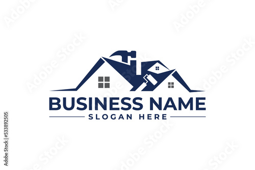 home repair, roofing, remodeling, handyman, home renovation, decor logo