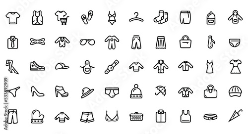 clothes icon pack, accessories icon, dress icon set, handdrawn icon