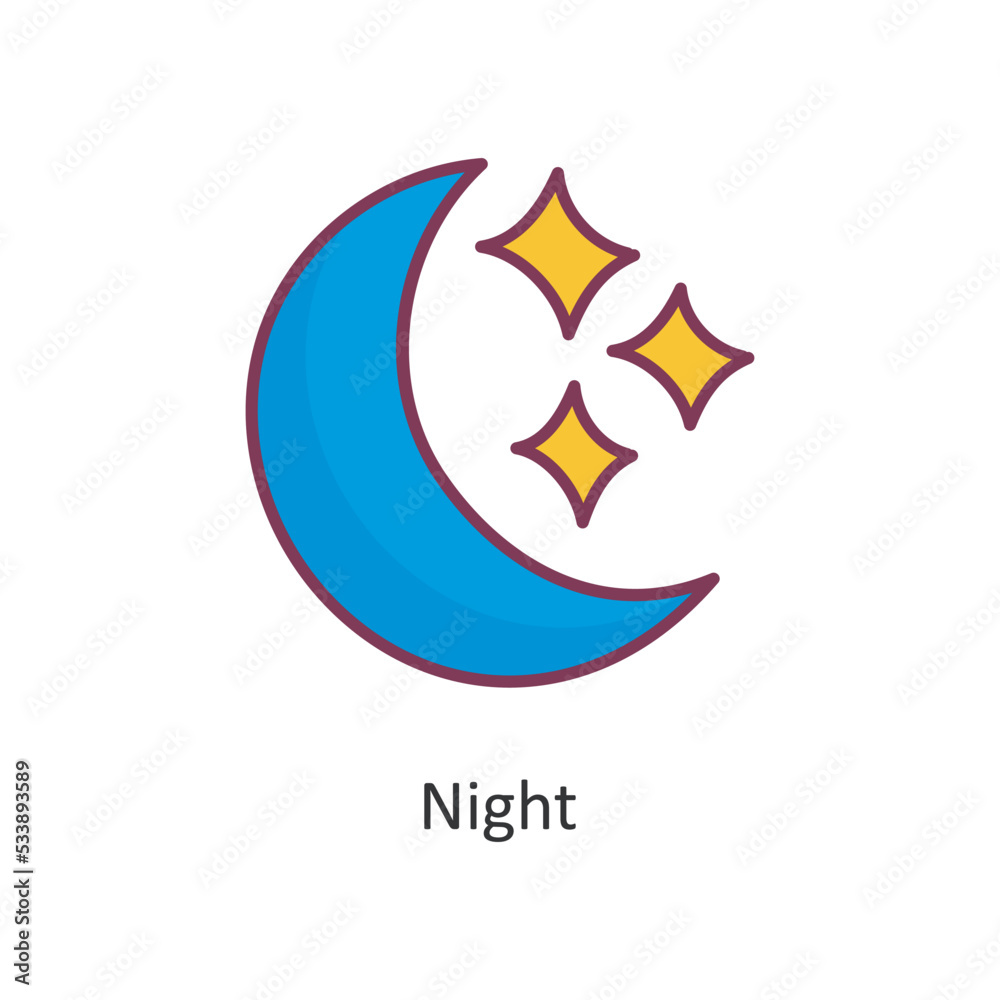 Night Vector Filled outline Icon Design illustration. Space Symbol on White background EPS 10 File Night Vector Filled outline Icon Design illustration. Space Symbol on White background EPS 10 File