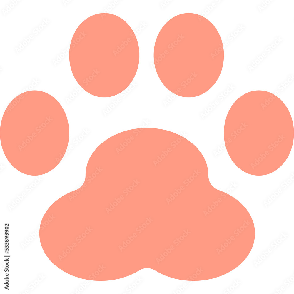 Pink cat paw isolated illustration on transparent background Stock