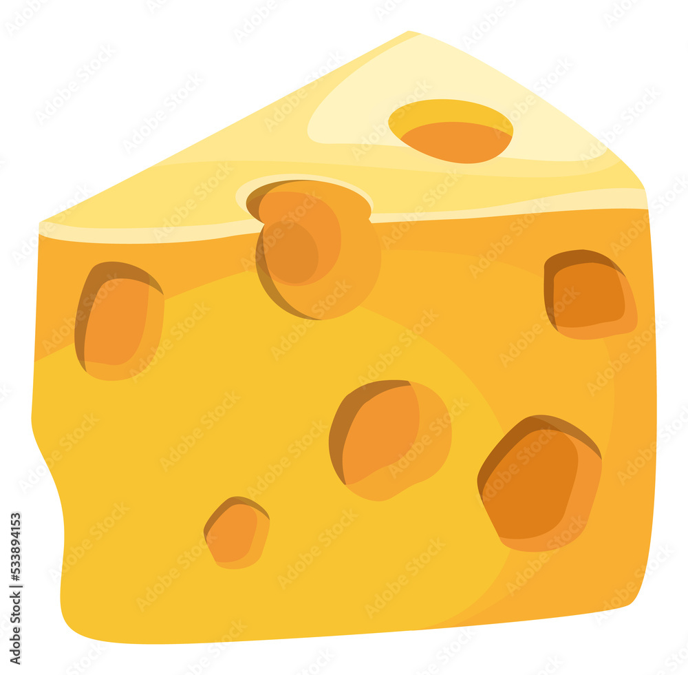 Yellow cheese with big holes. Emmental icon. Tasty cuisine Yellow cheese with big holes. Emmental icon. Tasty cuisine