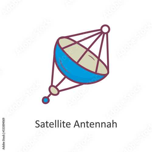 Satellite Antennah Vector Filled outline Icon Design illustration. Space Symbol on White background EPS 10 File