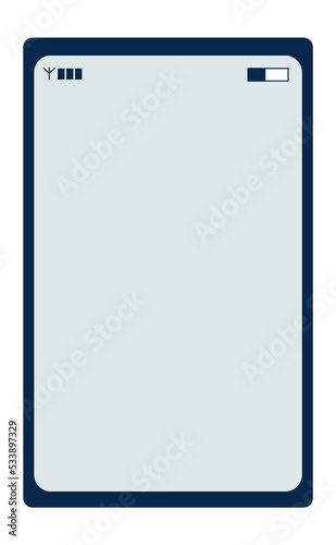 Smartphone tablet screen. Blank display with top bar photo