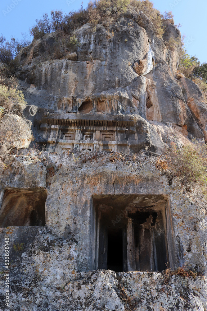 Lycian tombs. Turkey Fethiye. King tombs.